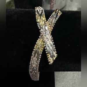 925 Silver 7.25” Triple Tone Riccio Chain Bracelet 13.56g